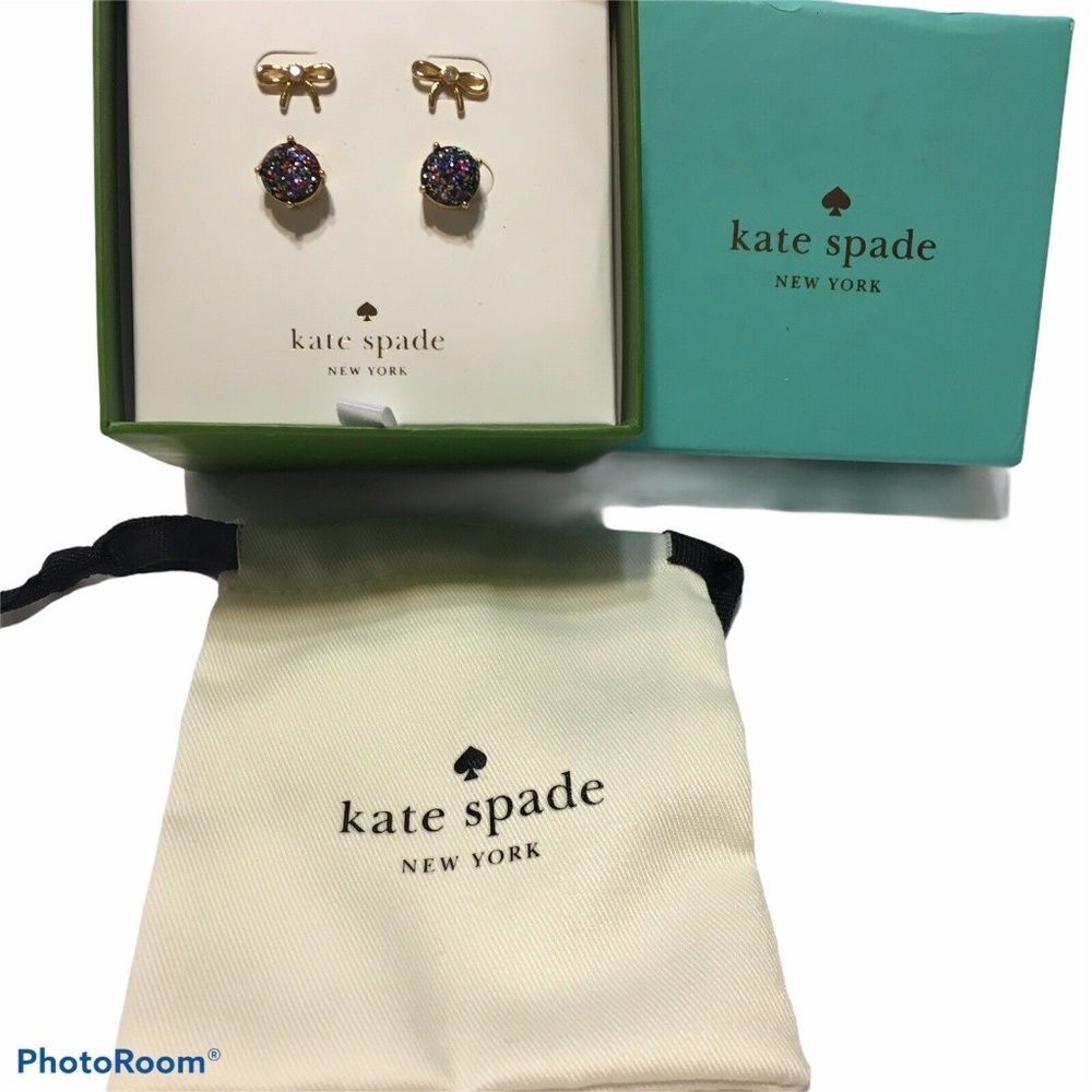 NWT Kate Spade Glitter and Bow Stud Earring Box Se